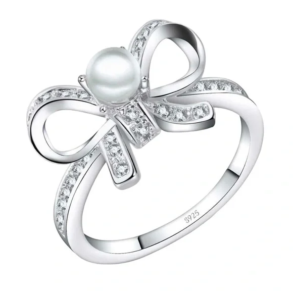 Pearl Ribbon Bow Ring - Picture 3 of 6